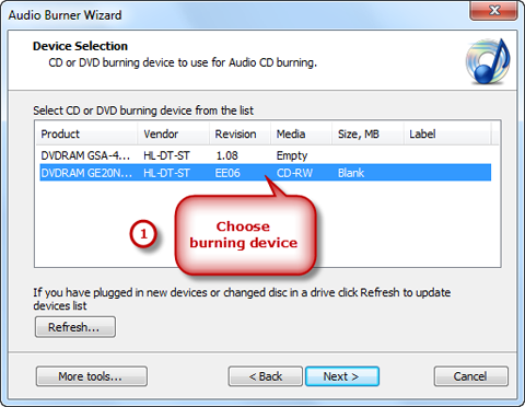 Choose Burning Device